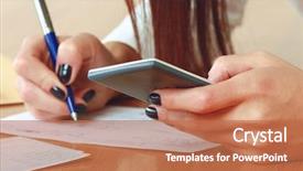  Presentation with lactation young woman breastfeeding - PPT layouts featuring thrift - young woman using a calculator background and a coral colored foreground