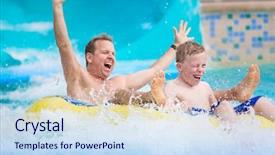  Presentation with amusement park - PPT theme enhanced with thrill - thrilling expression of a father background and a sky blue colored foreground