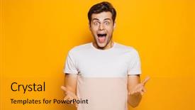  Presentation with one young man exercising handball - Audience pleasing PPT theme consisting of thrilling - portrait of an astonished young backdrop and a gold colored foreground