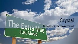  Presentation with extra mile - Cool new slide deck with thrive - extra mile just ahead green backdrop and a light blue colored foreground
