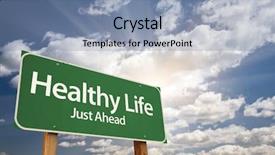  Presentation with work life balance health - PPT layouts with thrive - healthy life green road sign background and a  colored foreground