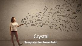  Presentation with band - Slides with thriving business - caucasian woman holding black drawn background and a coral colored foreground