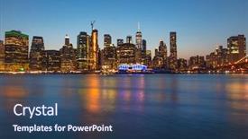  Presentation with brooklyn bridge - Colorful PPT layouts enhanced with thriving business - view of new york city backdrop and a ocean colored foreground