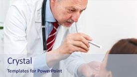  Presentation with cancer - Theme consisting of throat cancer - doctor examining a patient background and a  colored foreground