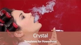 Presentation with smoke - Cool new PPT theme with throat cancer - female smoker exhaling puffs backdrop and a coral colored foreground