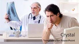  Presentation with old man - Colorful PPT theme enhanced with throat cancer - young man visiting old male backdrop and a soft green colored foreground