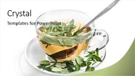  Presentation with sage - Slide set with throat cultures - cup of sage tea isolated background and a  colored foreground