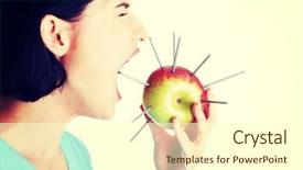  Presentation with pain - Presentation design with throat pain concept woman eating background and a  colored foreground