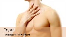  Presentation with facial pain medical man - Presentation theme having throat pain of a young muscular man isolated on white background background and a coral colored foreground