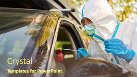  Presentation with covid coronavirus - Audience pleasing presentation theme consisting of throat-swab-test-for-car backdrop and a tawny brown colored foreground