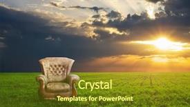  Presentation with interior design yellow and green - Colorful PPT layouts enhanced with throne - chair on a green meadow backdrop and a tawny brown colored foreground