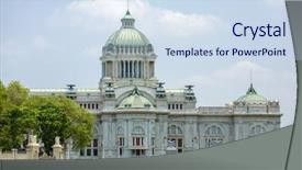  Presentation with throne - Presentation featuring throne hall in thai royal background and a sky blue colored foreground