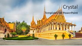  Presentation with phnom penh - Presentation design with throne hall inside the royal background and a light blue colored foreground