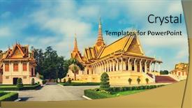  Presentation with phnom penh - Colorful presentation theme enhanced with throne hall inside the royal backdrop and a light blue colored foreground