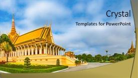  Presentation with phnom penh - Slide deck with throne hall inside the royal background and a light blue colored foreground