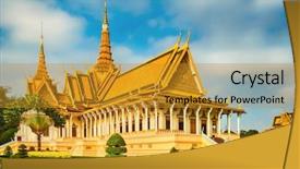  Presentation with phnom penh - Colorful PPT theme enhanced with throne hall inside the royal backdrop and a gold colored foreground