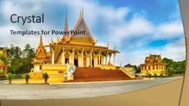  Presentation with phnom penh - Theme enhanced with throne hall inside the royal background and a light blue colored foreground