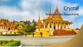  Presentation with phnom penh - Cool new presentation theme with throne hall inside the royal backdrop and a light blue colored foreground