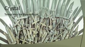  Presentation with king - Presentation design with throne made of iron sword background and a mint green colored foreground