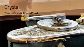  Presentation with bermuda triangle old map - Amazing PPT theme having throttle of an old tram backdrop and a coral colored foreground