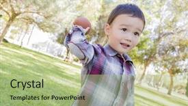  Presentation with race - Audience pleasing presentation theme consisting of throw ball - adorable mixed race boy playing backdrop and a mint green colored foreground