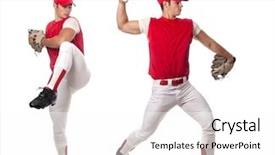  Presentation with baseball player - PPT theme consisting of throw ball - baseball player pitching studio shot background and a white colored foreground