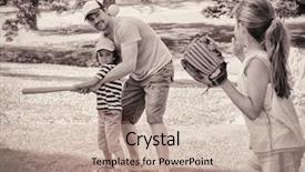  Presentation with children playing - PPT layouts featuring throw ball - father playing baseball with his background and a mint green colored foreground