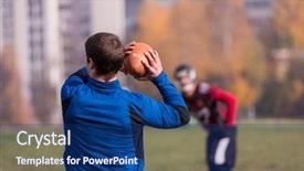  Presentation with football coach - Slides featuring throwball game - team coach throwing the ball background and a ocean colored foreground