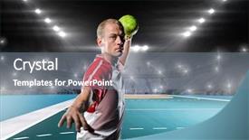  Presentation with handball - Theme featuring throwing a ball against handball background and a gray colored foreground