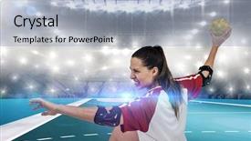  Presentation with handball - PPT theme enhanced with throwing a ball against handball background and a light blue colored foreground