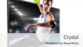  Presentation with athlete - Presentation having throwing a ball against handball background and a  colored foreground