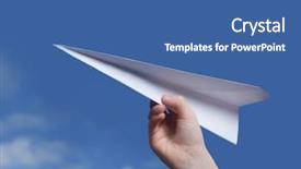 Presentation with plane - Cool new PPT layouts with throwing a paper plane backdrop and a ocean colored foreground