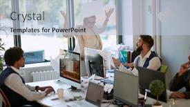  Presentation with stress men - PPT layouts with throwing-away-all-the-stress background and a light blue colored foreground