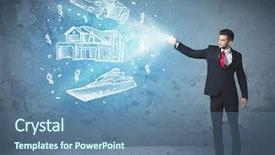  Presentation with rich - Presentation theme consisting of throwing hand drawn car yacht background and a teal colored foreground