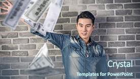  Presentation with asian nurse helps a man - PPT theme having throwing money away - asian young man throw background and a  colored foreground