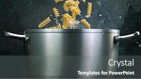  Presentation with pasta - Cool new PPT theme with throwing-pasta-fusilli-into-boiled backdrop and a gray colored foreground