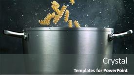  Presentation with pasta - Slide set consisting of throwing-pasta-fusilli-into-boiled background and a gray colored foreground