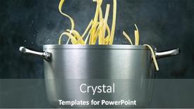  Presentation with pasta - PPT theme having throwing-pasta-pappardelle-into-boiled background and a gray colored foreground