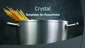  Presentation with spaghetti - Beautiful PPT theme featuring throwing-pasta-spaghetti-into-boiled backdrop and a tawny brown colored foreground