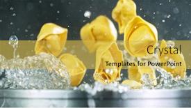  Presentation with pasta - Beautiful presentation design featuring throwing-uncooked-pasta-into-boiled backdrop and a yellow colored foreground