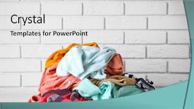  Presentation with different - Audience pleasing slide deck consisting of thrown - heap of different clothes backdrop and a white colored foreground