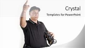  Presentation with baseball - Slides with thrown out - professional baseball umpire background and a white colored foreground