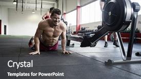  Presentation with gym junior - Slides with thrust - determined man practicing pushups background and a dark gray colored foreground