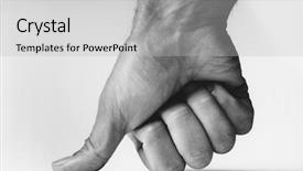  Presentation with torn down buildings - Slides having thumb pressing down b w background and a light gray colored foreground