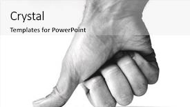  Presentation with double down - Beautiful PPT theme featuring dropped parts - thumb pressing down backdrop and a light gray colored foreground