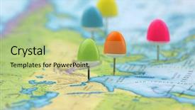  Presentation with asia - Presentation with thumb tacks on asia map background and a mint green colored foreground