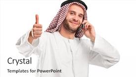  Presentation with arab countries - PPT theme with thumb up isolated on white background and a white colored foreground