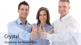  Presentation with spirit - Amazing slide set having thumb up smiling team spirit backdrop and a light blue colored foreground