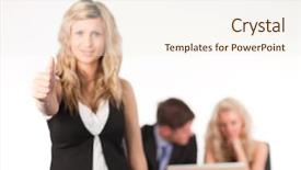  Presentation with camera - Colorful PPT layouts enhanced with thumb up to camera leading backdrop and a  colored foreground