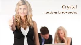  Presentation with camera - Audience pleasing presentation consisting of thumb up to camera leading backdrop and a  colored foreground